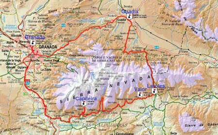 Mapa Sierra Nevada Road Bike Tours®